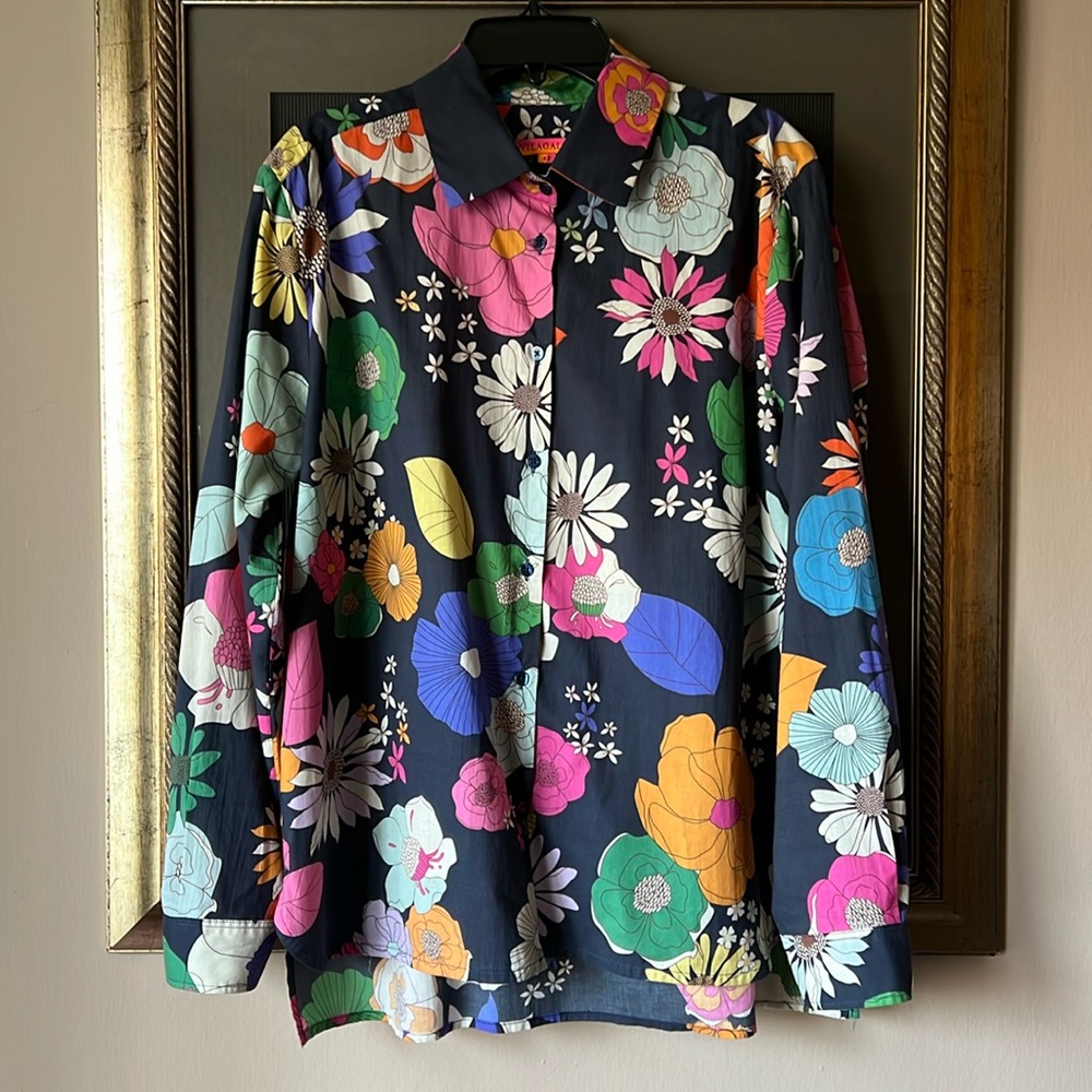 Vilagallo Colorful Cotton Floral Printed Blouse 42